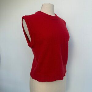 Tibi Soft Lambswool Distressed Vest in Red
